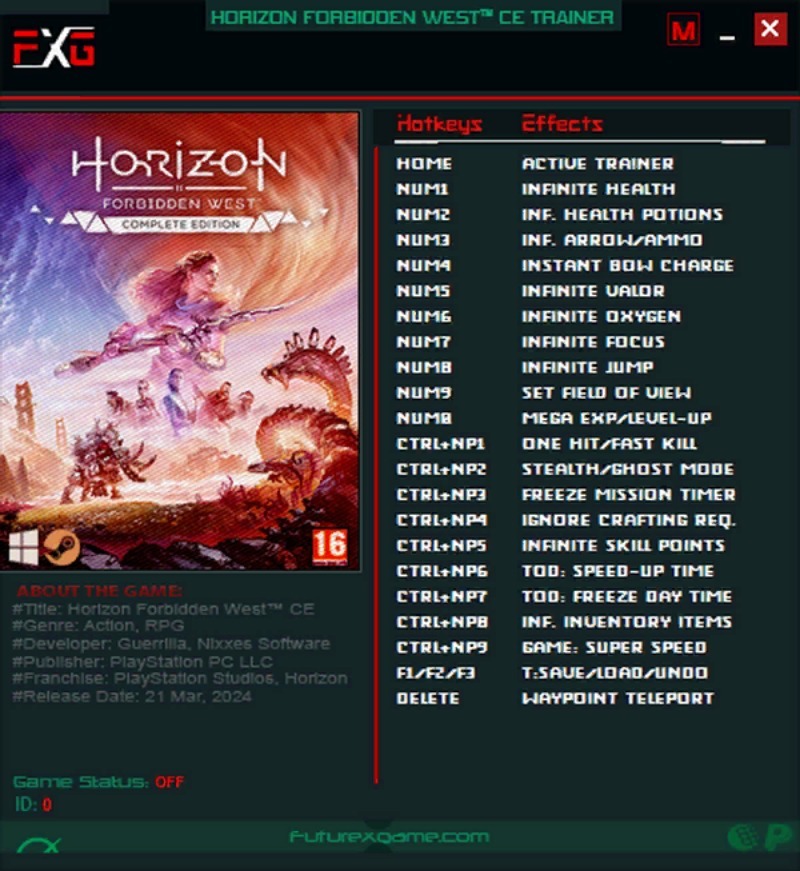 Horizon Forbidden West: Trainer +21 v1.0-v1.0.43 {FutureX}