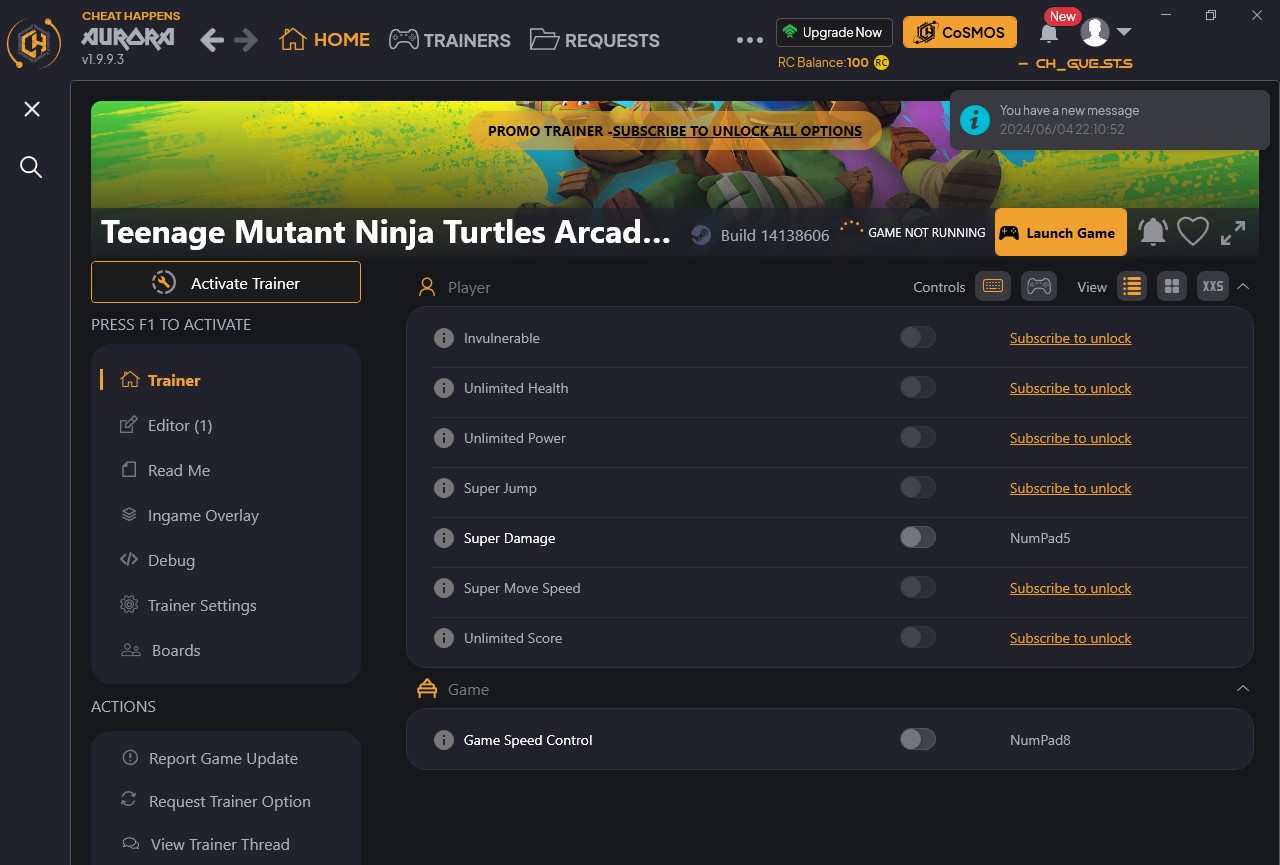 Teenage Mutant Ninja Turtles: Wrath of the Mutants - Trainer +9 {CheatHappens.com}