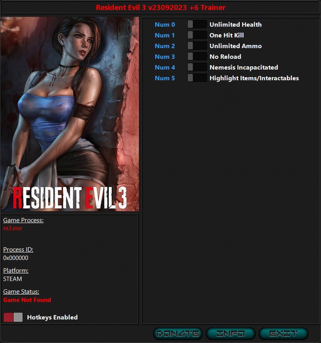 Resident Evil 3: Trainer +6 v23.09.2023 {iNvIcTUs oRCuS / HoG}