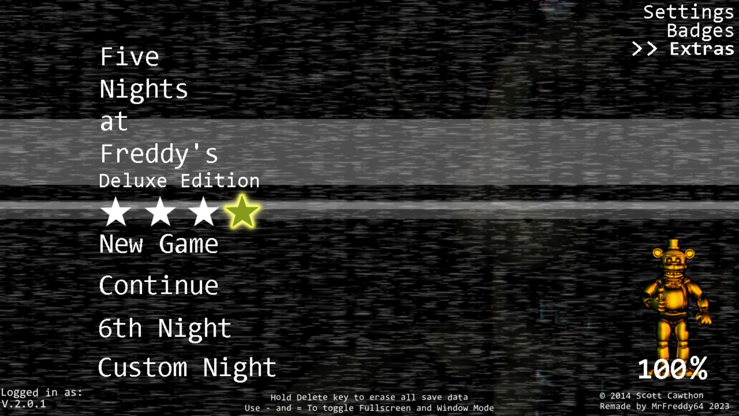 Five Nights at Freddy's 1: The Deluxe Edition - Save Game (Completed everything 100%, 4th star)