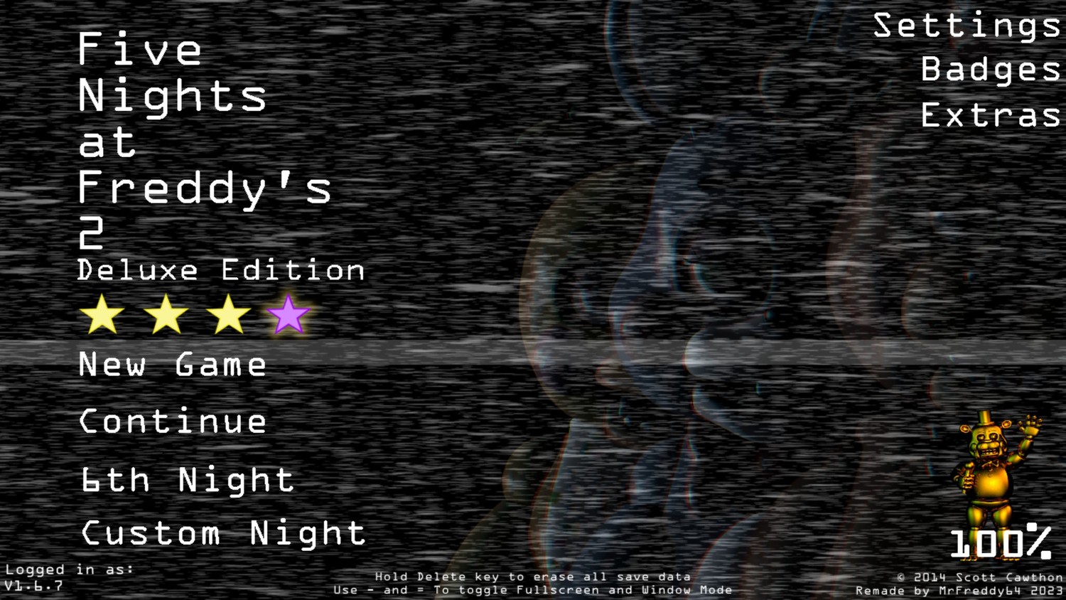 Five Nights at Freddy's 2: The Deluxe Edition - Save Game (Completed everything 100%, 4th star)