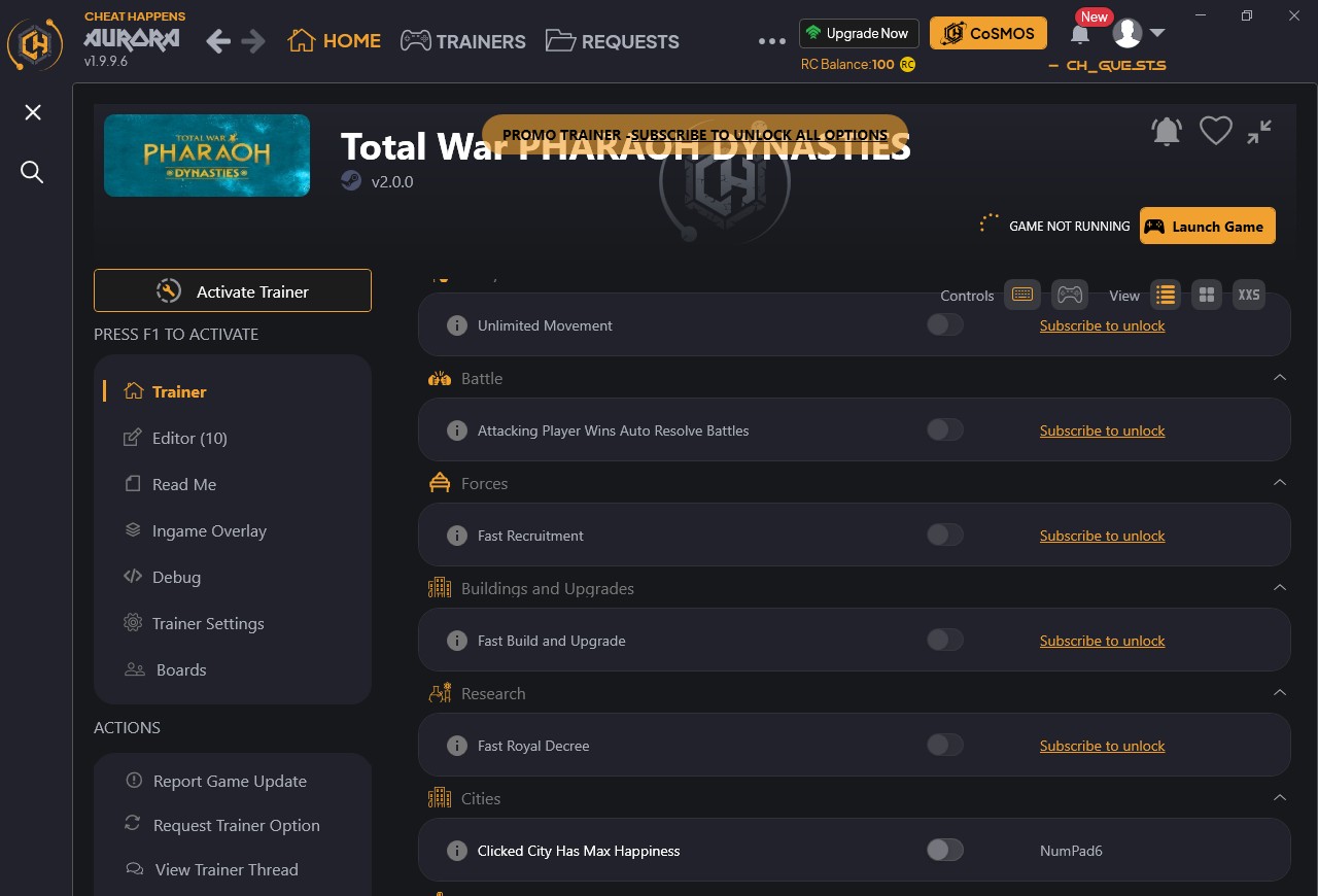 Total War: Pharaoh Dynasties - Trainer +17 {CheatHappens.com}