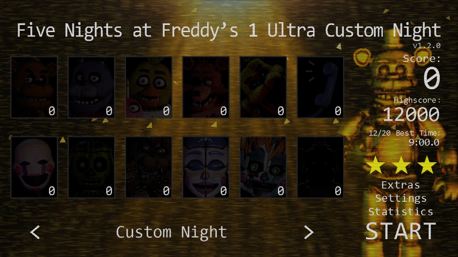 Five Nights at Freddy's 1: Ultra Custom Night - Save Game (The Game done 100%)