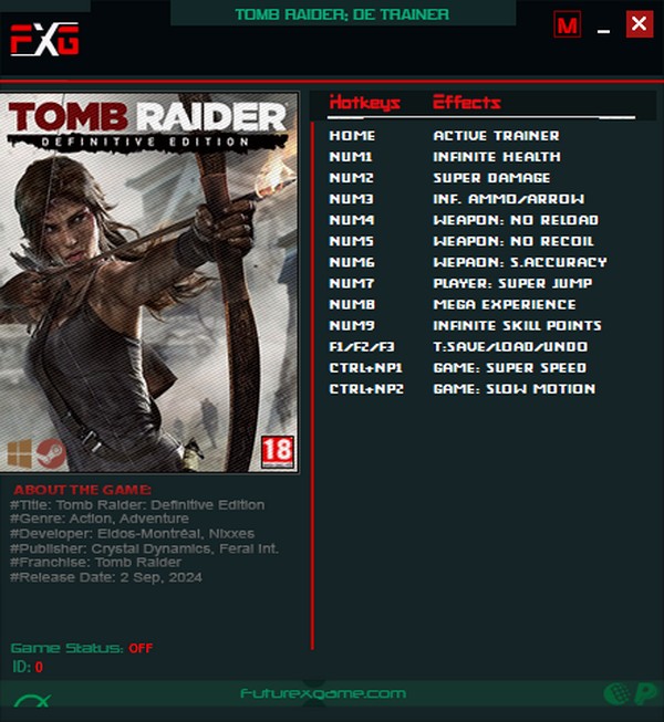 Tomb Raider: Definitive Edition - Trainer +12 v1.01.0.0 {FutureX}