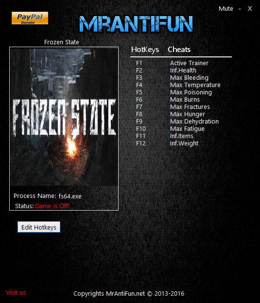 Frozen State: Trainer (+11) [1.0: Build 263: x64] {MrAntiFun}