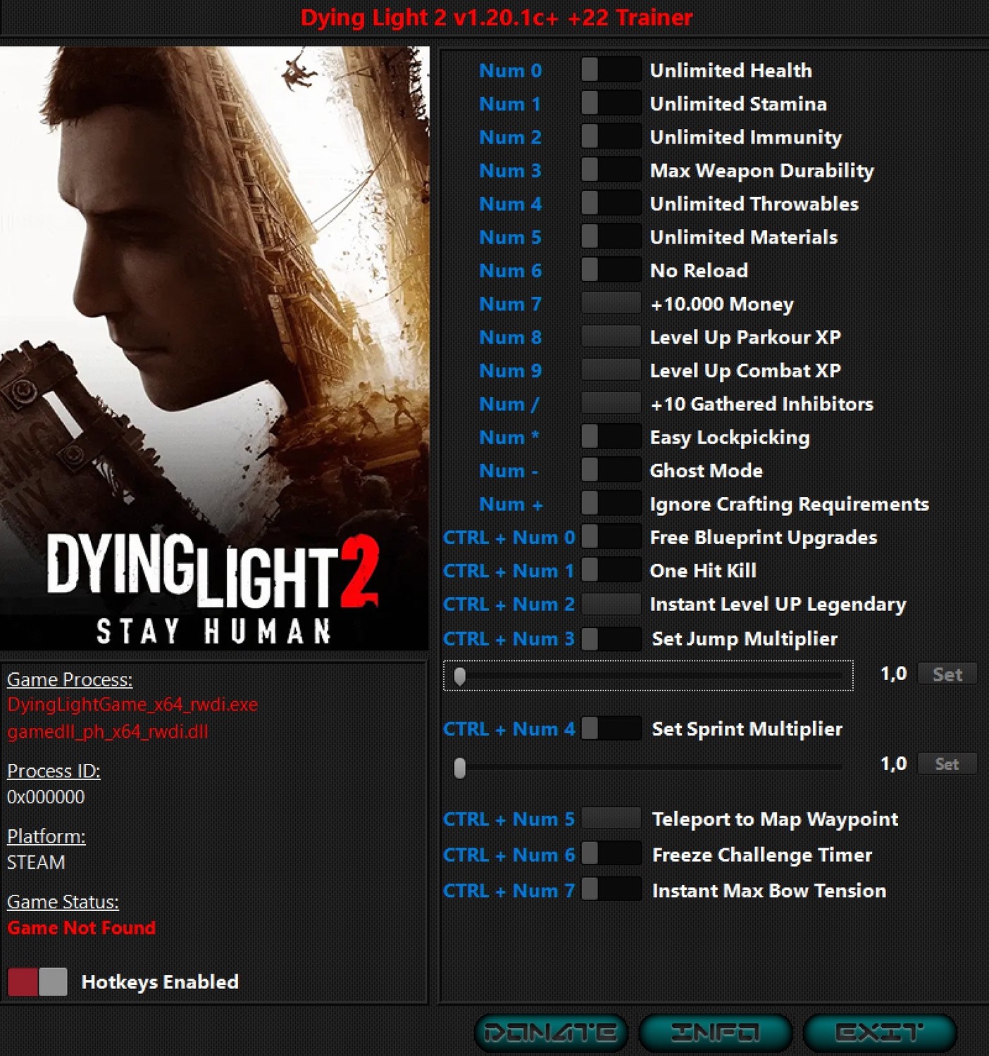 Dying Light 2: Stay Human - Trainer +22 v1.20.1c تحديث 28.12.2024 {iNvIcTUs orRCuS ​​/ HoG}