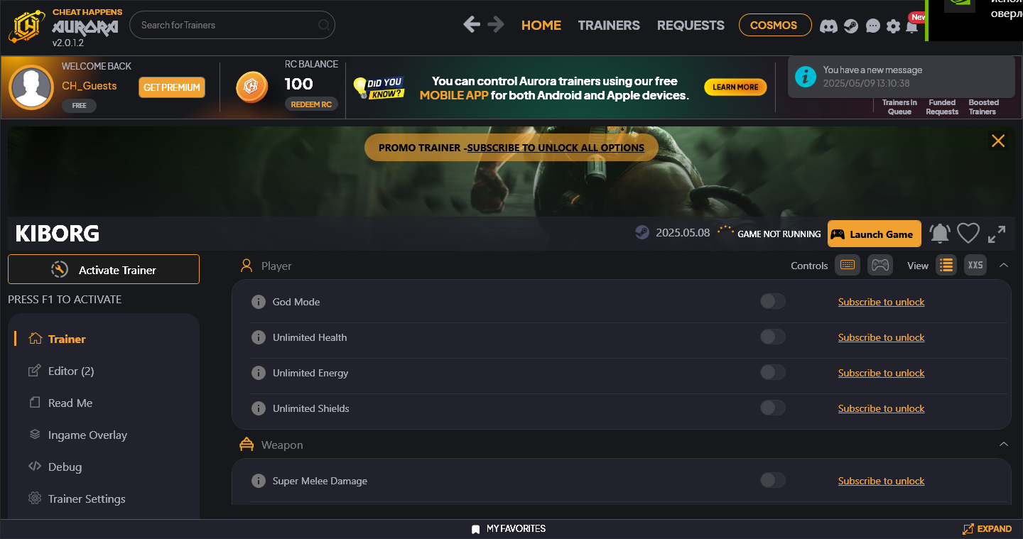 KIBORG: Trainer +10 {CheatHappens.com}