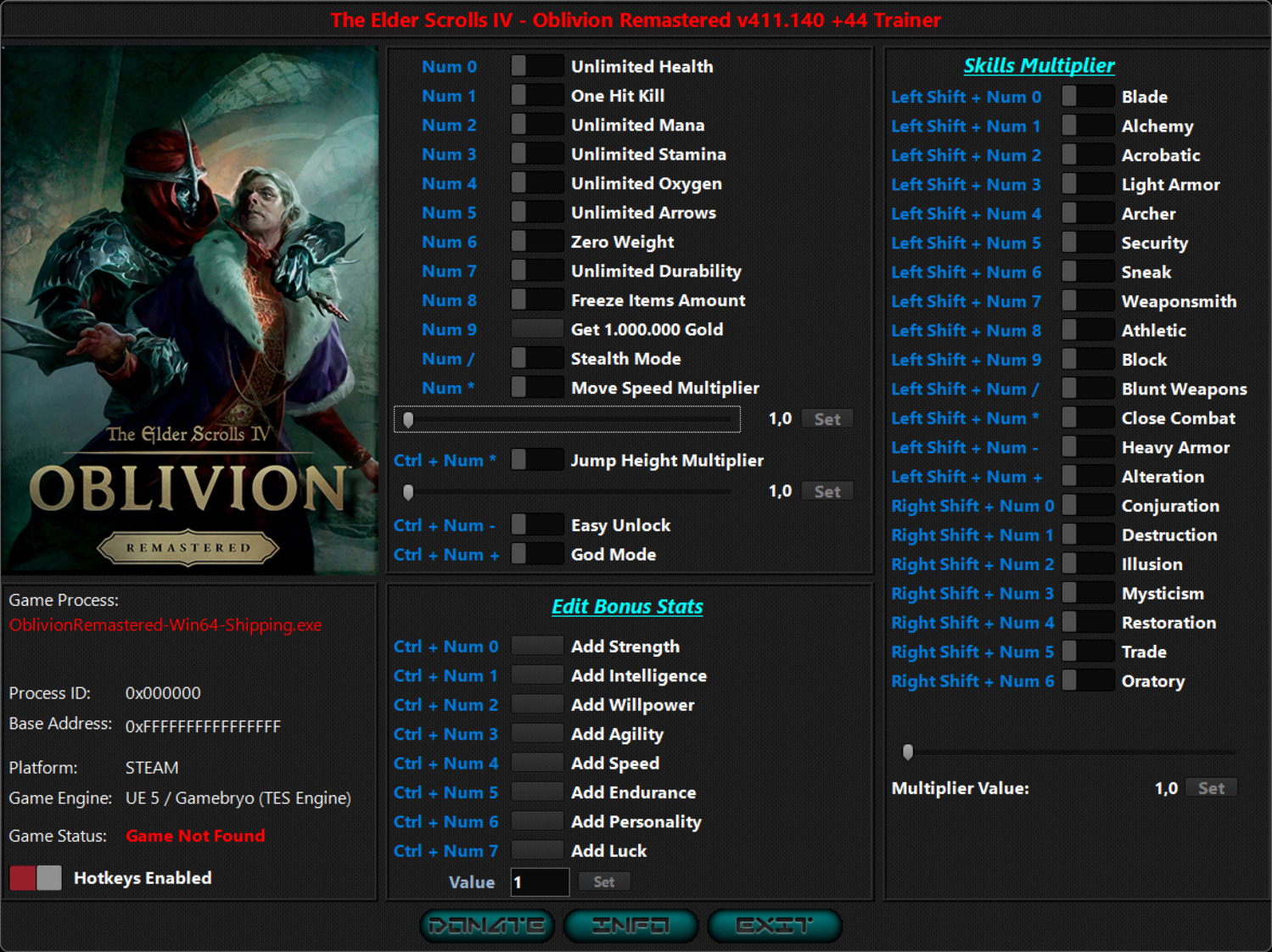 The Elder Scrolls 4: Oblivion Remastered - Trainer +44 v411.140 {iNvIcTUs oRCuS / HoG}