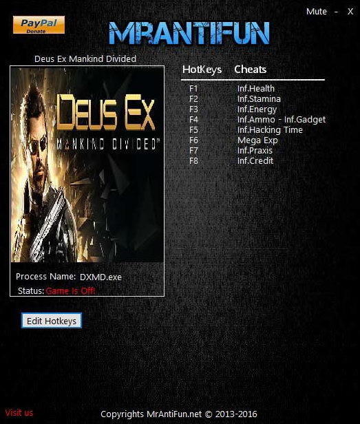 Deus Ex: Mankind Divided: Trainer (+9) [1.1: Build 524.10] {MrAntiFun}