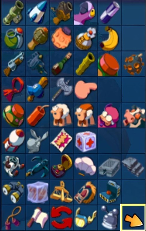 Worms 3D: SaveGame (game diagram with all weapons) [1073]