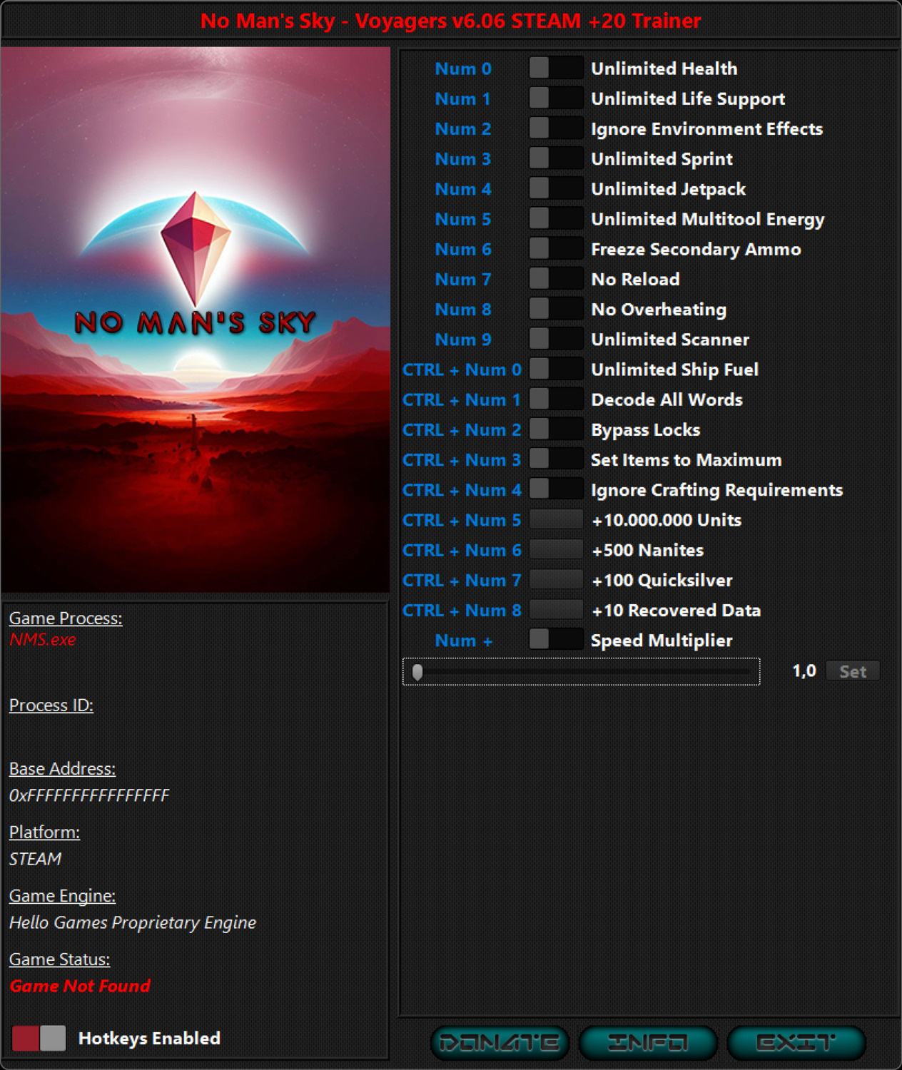 No Man's Sky: Trainer +20 v6.06 {iNvIcTUs oRCuS / HoG}