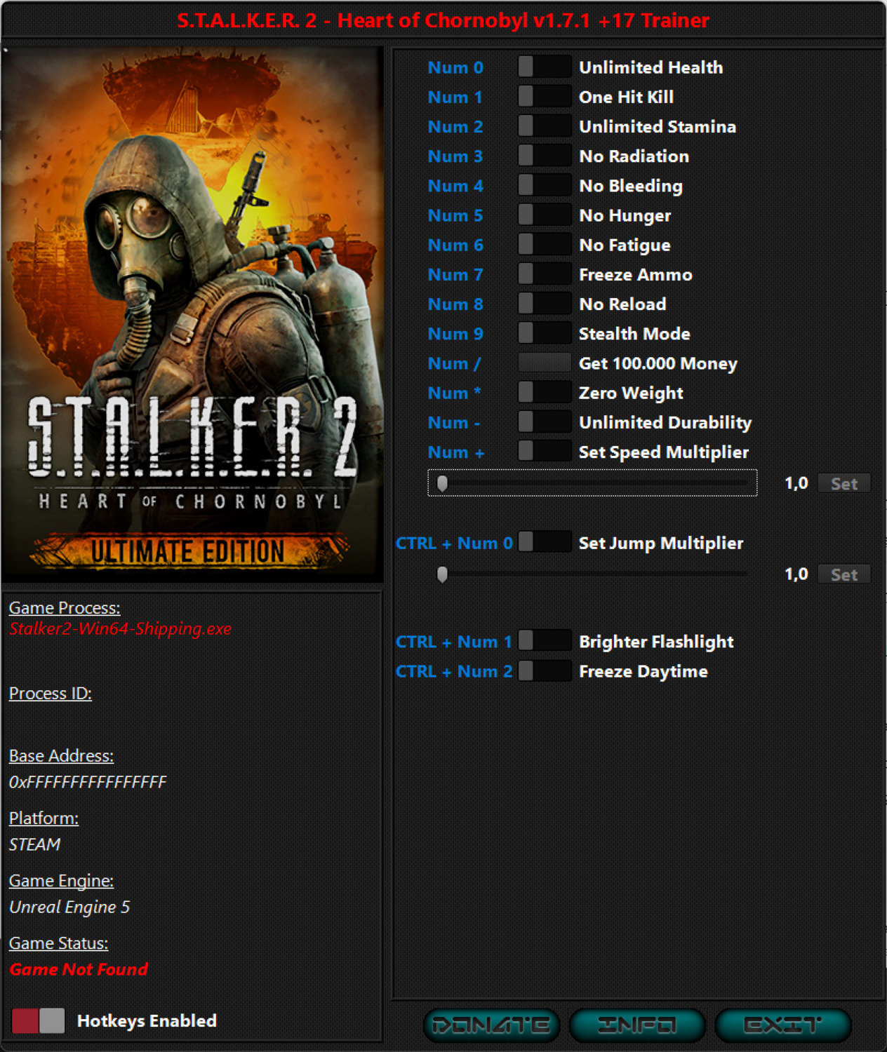 S.T.A.L.K.E.R. 2 Heart of Chornobyl: Trainer +17 v1.7.1 {iNvIcTUs oRCuS / HoG}