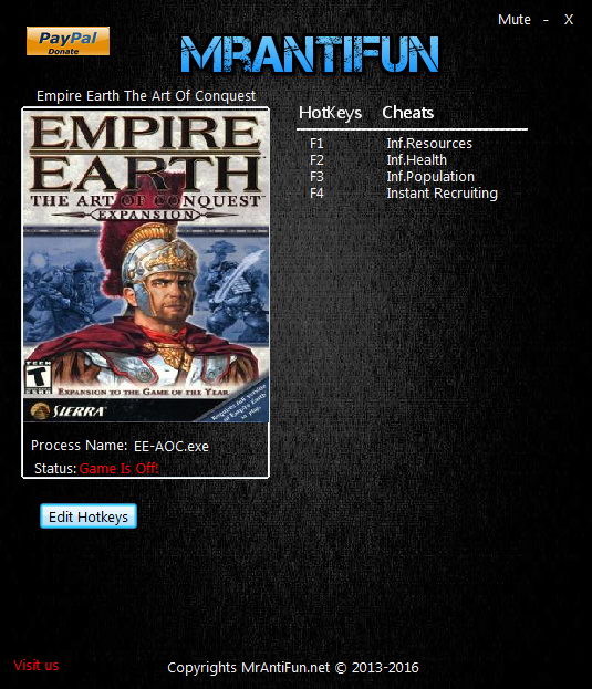 Empire Earth The Art Of Conquest: Trainer (+4) [1.00] {MrAntiFun}