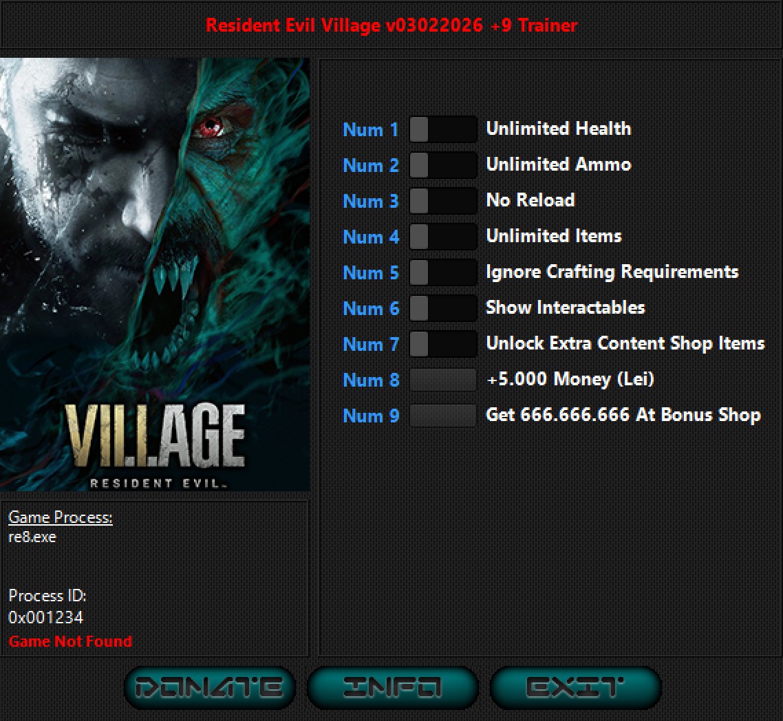 Resident Evil Village: Trainer +9 v28.10.2022 {iNvIcTUs oRCuS / HoG}