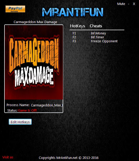 Carmageddon: Max Damage - Trainer +3 V1.0.0.9853 {MrAntiFun}