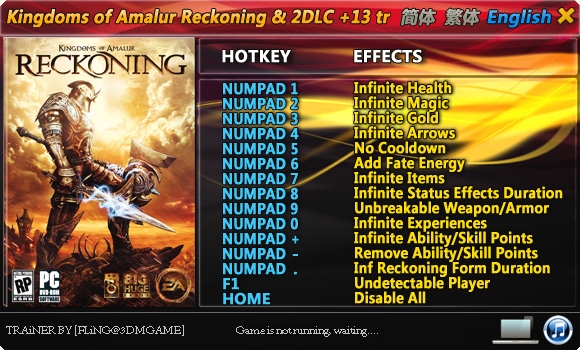 Kingdoms of Amalur - Reckoning: Trainer (+13) [All Versions + 2 DLC] {FLiNG}