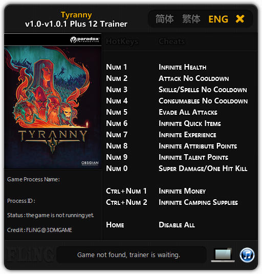 Tyranny: Trainer (+12) [1.0 - 1.0.1] {FLiNG}