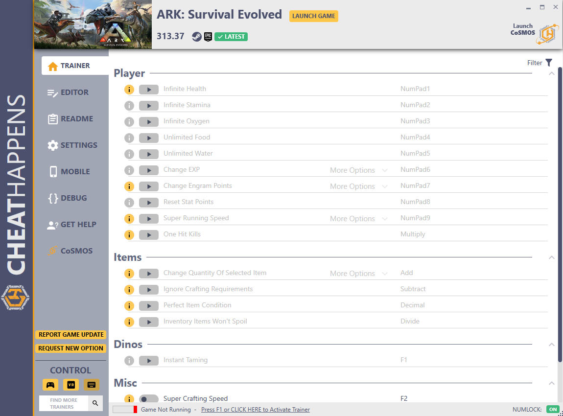 ARK: Survival Evolved - Trainer +23 v313.37+ {CheatHappens.com}