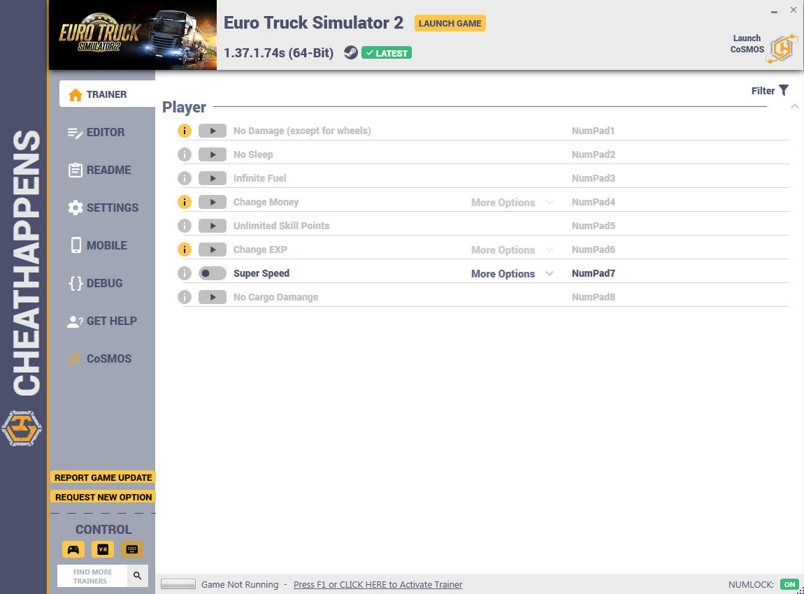 Euro Truck Simulator 2: Trainer +8 v1.37.1.74s + DLC 64-BIT (STEAM+RETAIL) {CheatHappens.com}