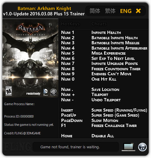 Batman: Arkham Knight: Trainer (+15) [ - Update ] {FLiNG} -  Download - GTrainers