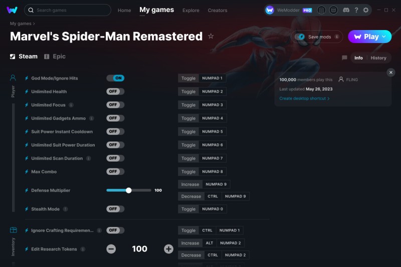 Marvel's Spider-Man Remastered: Trainer +30 v26.05.2023 {FLiNG / WeMod}