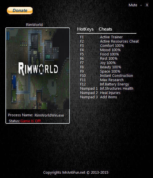 RimWorld: Trainer (+13) [0.16.1393] {MrAntiFun}