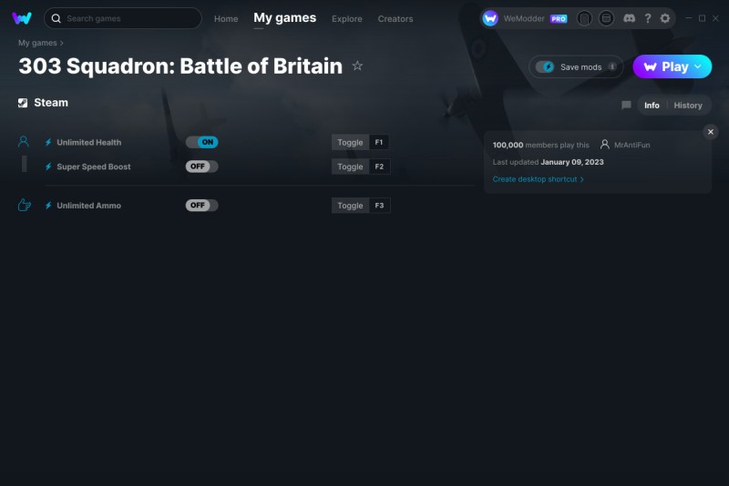 303 Squadron: Battle of Britain - Trainer +3 v09.01.2022 {MrAntiFun / WeMod}