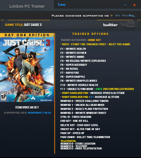 Just Cause 3: Trainer (+24) [Update: Jan 2017] {LinGon}