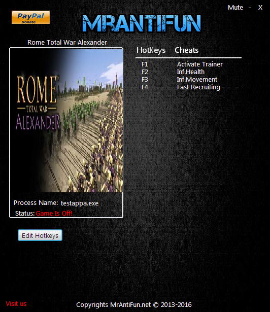 Rome: Total War Alexander - Trainer +3 v.1.91 {MrAntiFun}