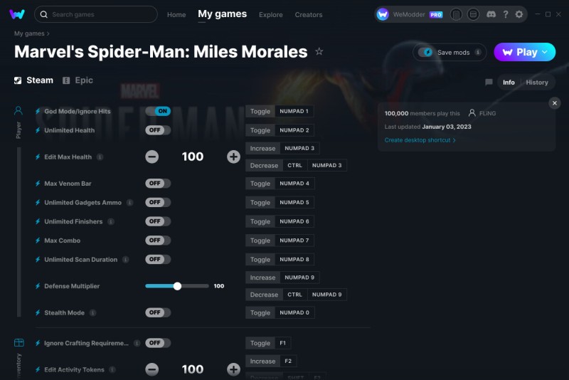 Marvel's Spider-Man: Miles Morales - Trainer +22 v03.01.2023 {FLiNG / WeMod}