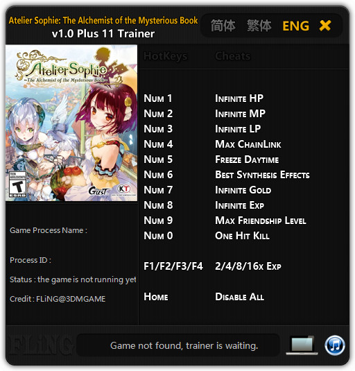 Atelier Sophie: The Alchemist of the Mysterious Book - Trainer +11 v.1.0 {FLiNG}