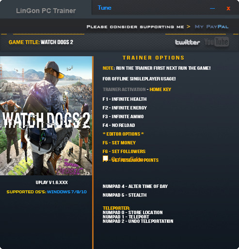 watch dogs 2 trainer