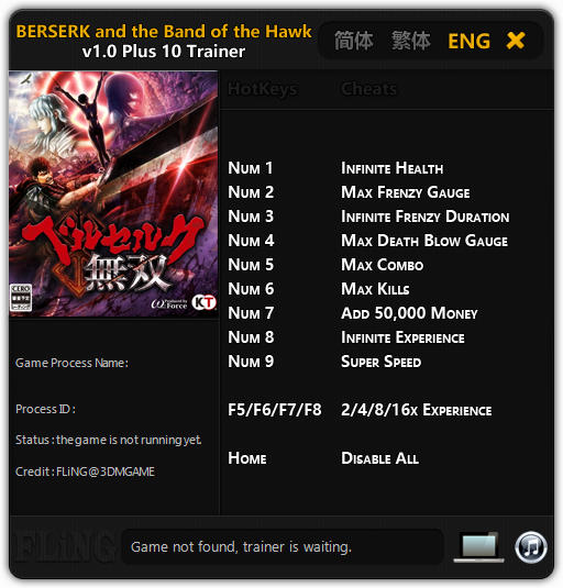 Berserk and the Band of Hawk: Trainer +10 v1.0 {FLiNG}