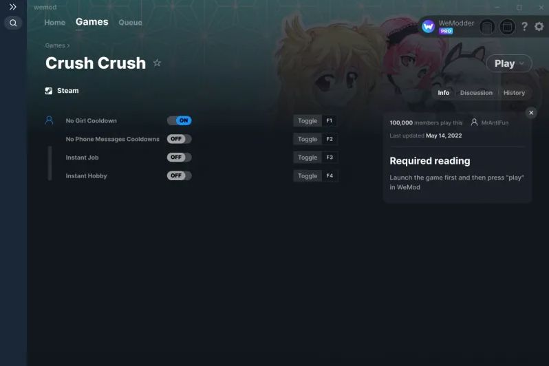 Crush Crush: Trainer +4 v14.05.2022 {MrAntiFun / WeMod}