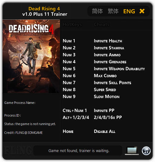 Dead Rising 4: Trainer +11 v1.0 {FLiNG}