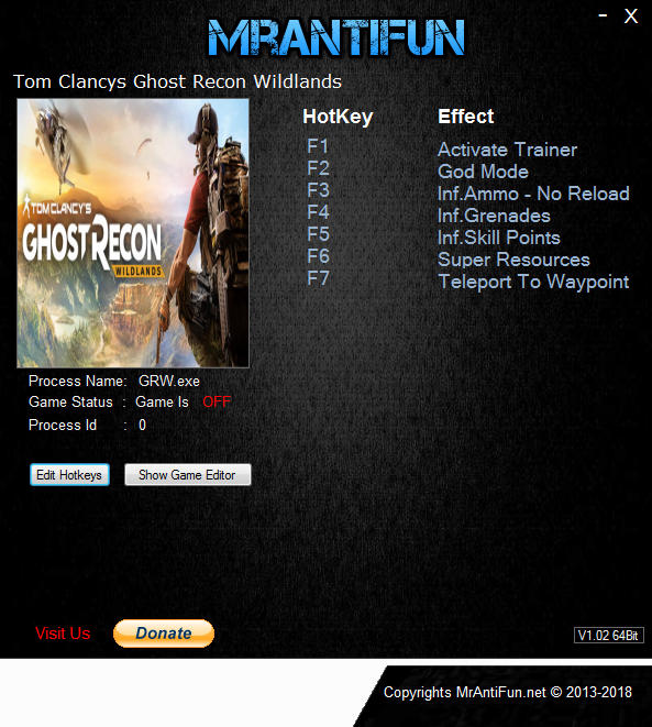 Tom Clancy S Ghost Recon Wildlands Trainer 7 V Mrantifun Download Gtrainers