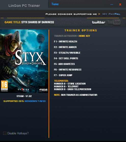 Styx: Shards of Darkness - Trainer +9 v1.02 64bit {LinGon}