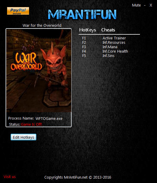 War for the Overworld: Trainer (+4) [1.62f1] {MrAntiFun}