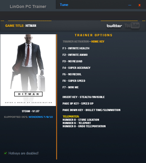 Hitman 6: Trainer (+11) [1.07: EP 2] {LinGon}