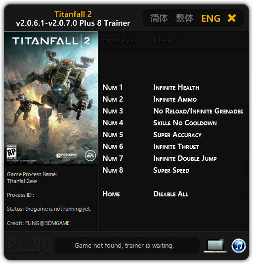 Titanfall 2: Trainer (+8) [2.0.6.1 - 2.0.7.0] {FLiNG}