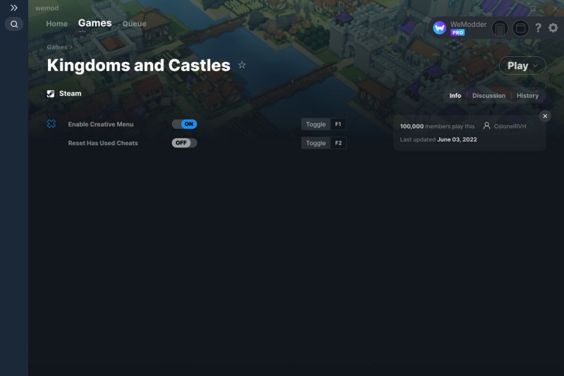 Kingdoms and Castles: Trainer +2 v03.06.2022 {ColonelRVH / WeMod}