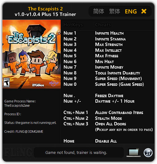 The Escapists 2: Trainer (+15) [1.0 - 1.0.4] {FLiNG}