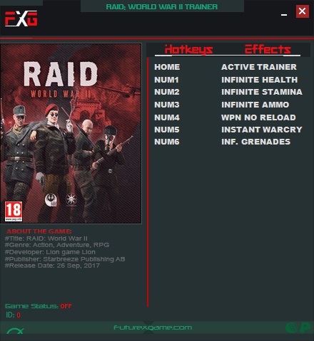 RAID: World War II: Trainer (+6) [Update 1] {FutureX}