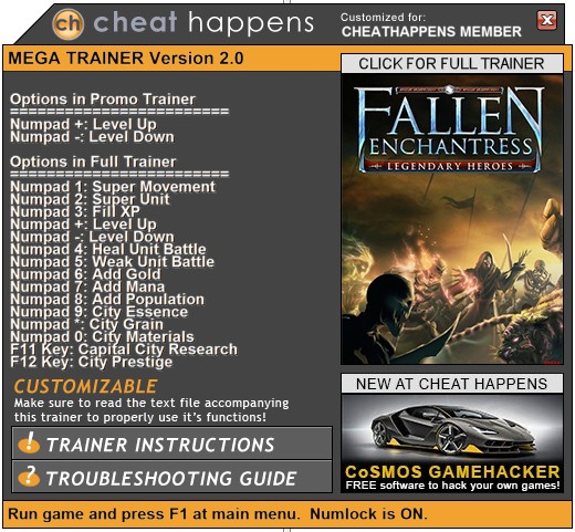Fallen Enchantress: Legendary Heroes - Trainer +14 v2.1 {CheatHappens.com}