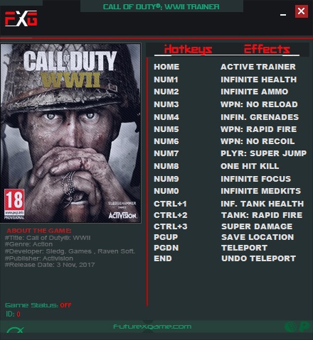Call of Duty: WWII: Trainer (+14) [1.3.0.15989] {FutureX}