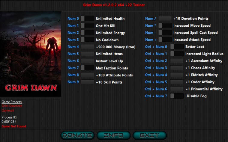 Grim Dawn: Original & Definitive Edition - Trainer +15 v1.0.6.1 - v1.1.9.4 {iNvIcTUs oRCuS / HoG}