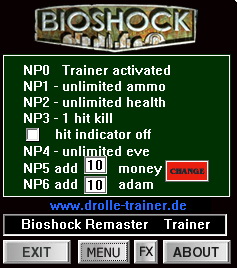 BioShock Remastered: Trainer +6 v1.122283 {dR.oLLe}