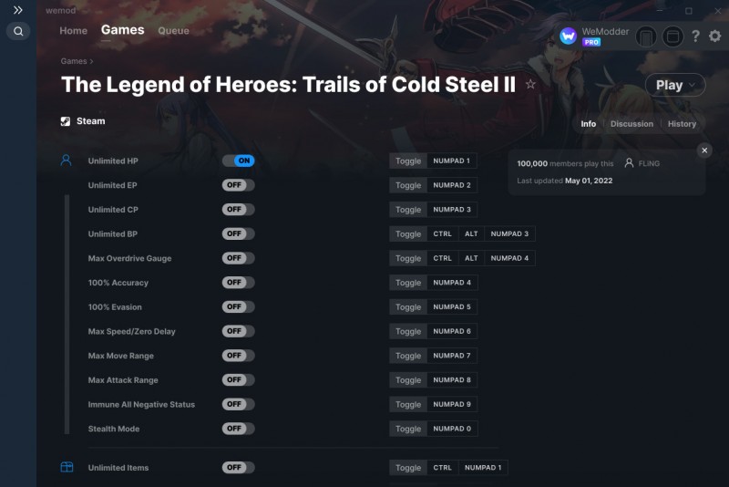 The Legend of Heroes: Trails of Cold Steel 2 - Trainers +36 v01.05.2022 {FLiNG / WeMod}