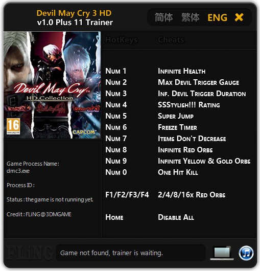 Devil May Cry 3 - HD Collection: Trainer +11 v1.0 {FLiNG}