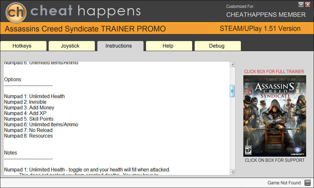 Assassin's Creed: Syndicate - Trainer +8 v1.51 (PATCH 03.09.2018) {CheatHappens.com}